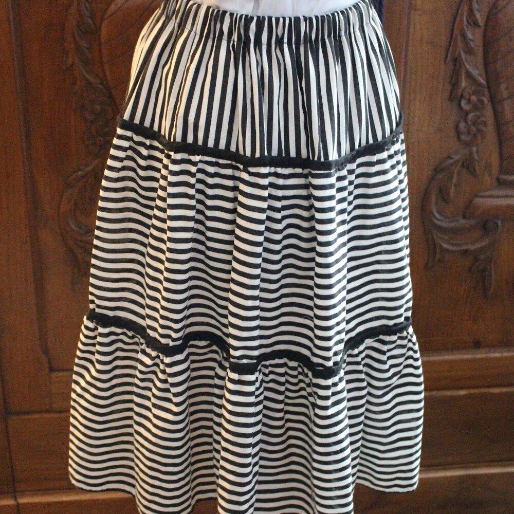 Vintage Black and White Skirt, Upcycled from 1960's Dress